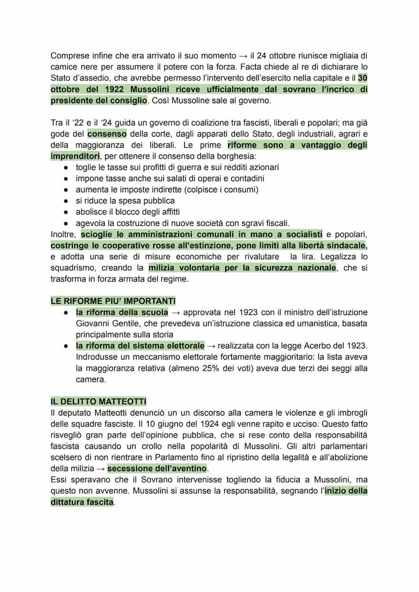 IL FASCISMO
LA CRISI DEL DOPOGUERRA
Dopo la conferenza di Versailles del 1919 il Patto di Londra, secondo cui l'Italia
avrebbe dovuto ottene