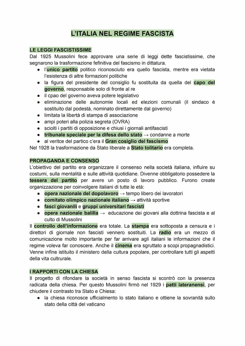 IL FASCISMO
LA CRISI DEL DOPOGUERRA
Dopo la conferenza di Versailles del 1919 il Patto di Londra, secondo cui l'Italia
avrebbe dovuto ottene