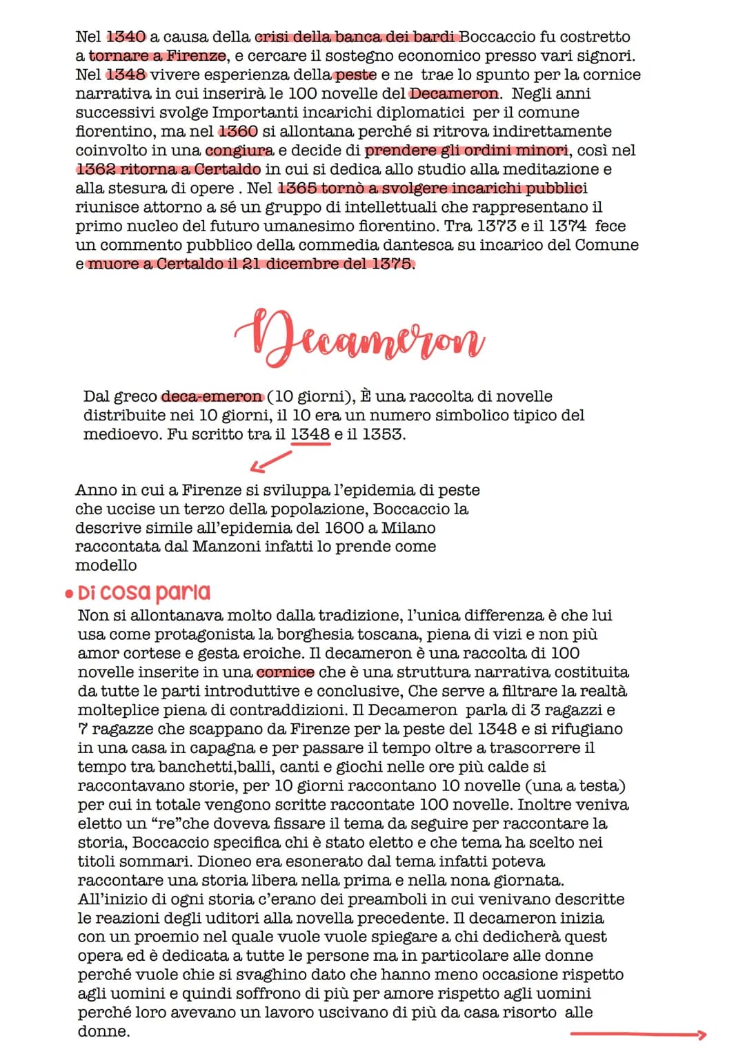 Giovanni Boccaccio
• Vita
Era nato a Certaldo nel 1313, altri studiosi dicono però che sarebbe nato a Firenze
perché ha vissuto buona parte 