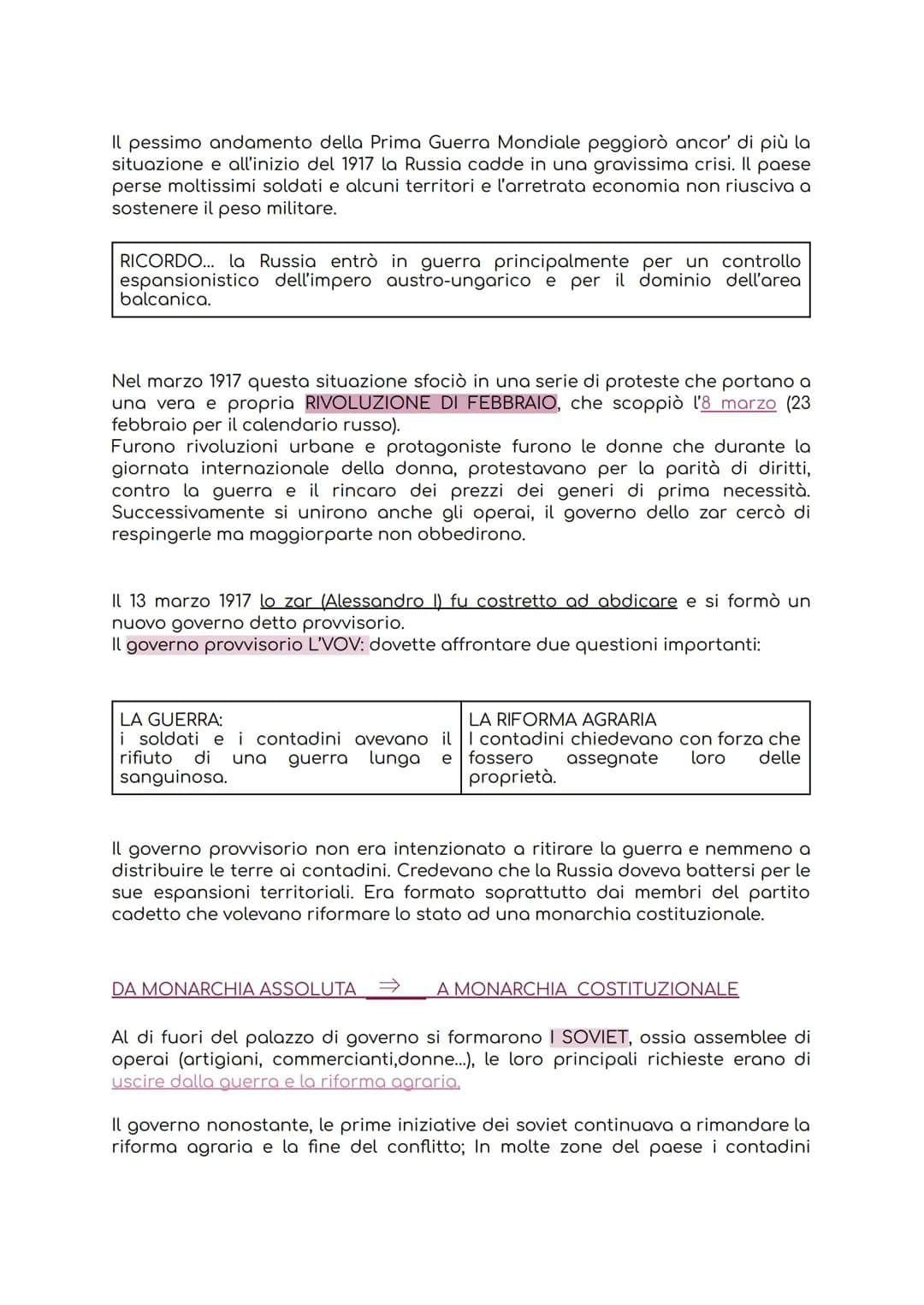 LA RIVOLUZIONE RUSSA:
LA RUSSIA PRIMA DELLA GUERRA:
La Russia alla fine dell'800 era uno degli stati economicamente e politicamente
più arre