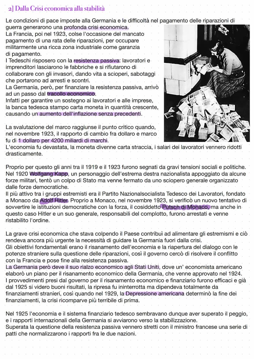 LA GERMANIA TRA LE DUE GUERRE:
IL NAZISMO
CAP 9
1] La Repubblica di Weimar
L'ultimo anno di guerra fu particolarmente difficile per la Germa