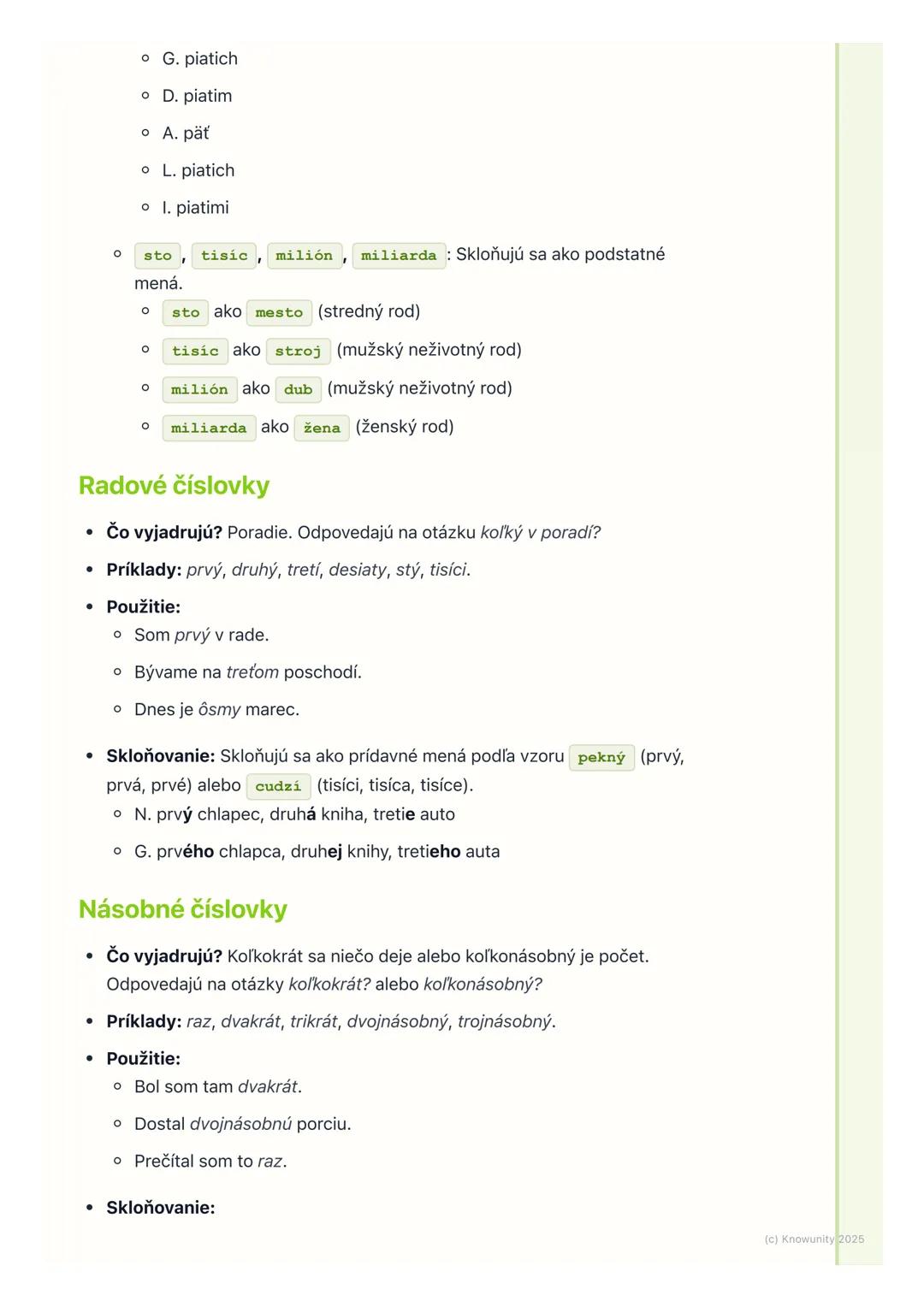 # Číslovky

1. Úvod do čísloviek

Ahojte! Dnes si zopakujeme číslovky, čo je super dôležitá časť slovenčiny.
Číslovky sú slová, ktoré nám ho