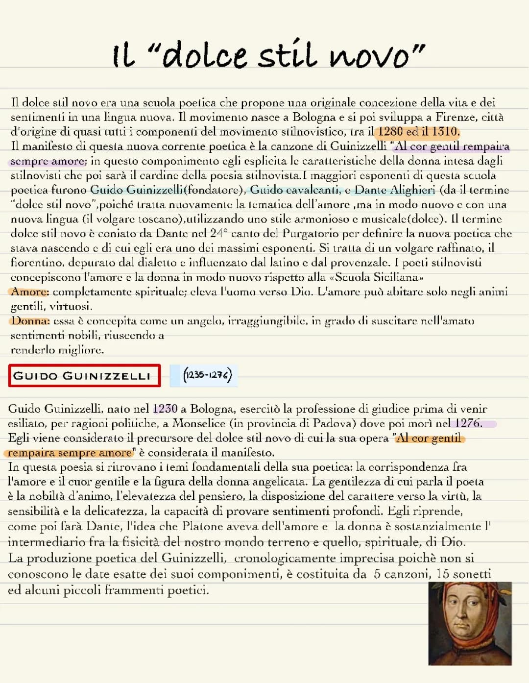 il dolce stil novo e i stilnovisti