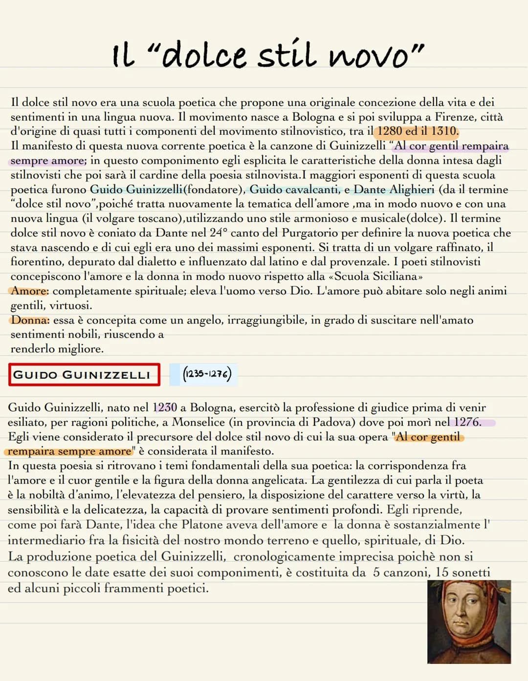 (1250-1300)
Guido Cavalcanti nasce nel 1259 circa a Firenze da un importante
famiglia di guelfi bianchi. Fu tra i più accaniti avversari di 