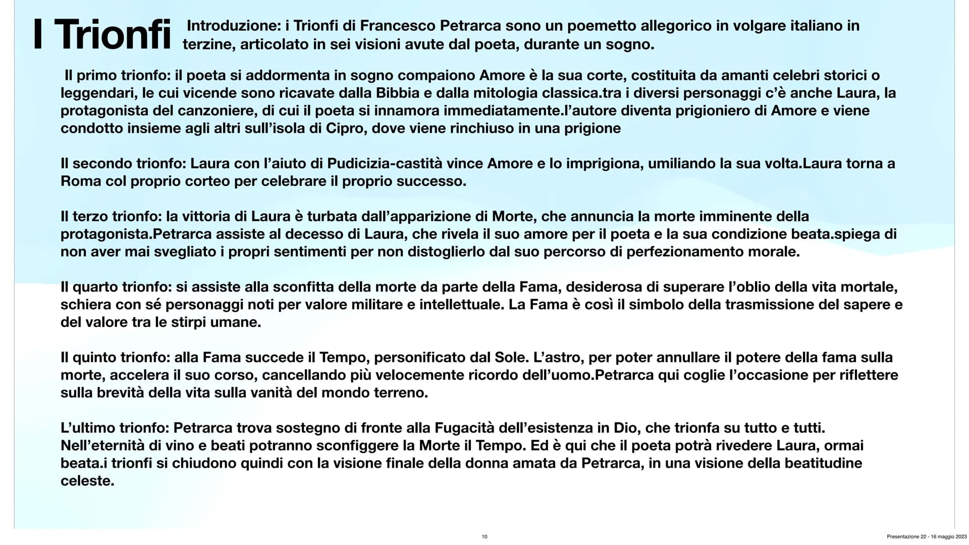 Francesco Petrarca
Angelica Tomaselli 3^A Ch
Presentazione 22-16 maggio 2023 Indice:
L'infanzia di Petrarca
●
1304 del 20 luglio nasce ad Ar