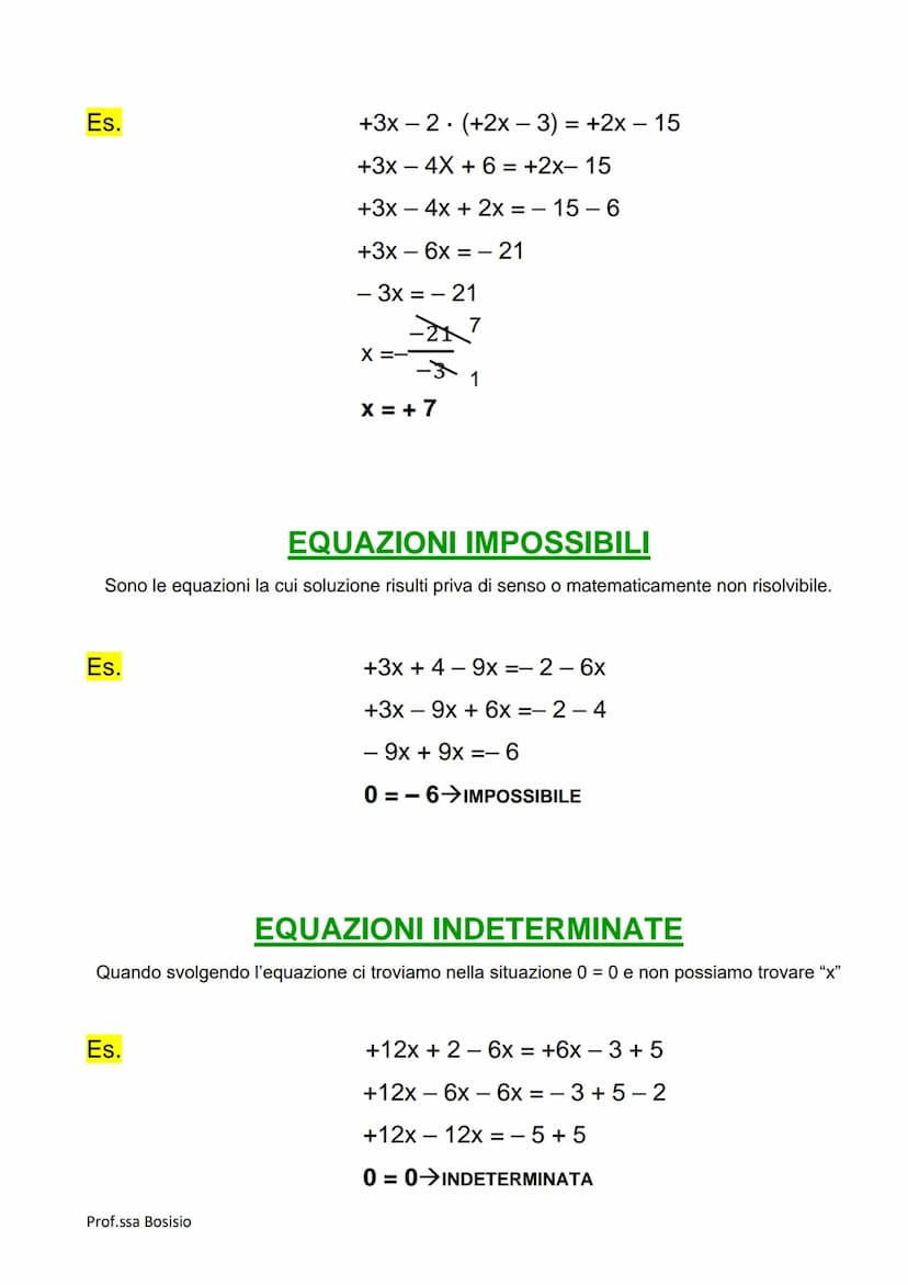 EQUAZIONI
DEFINIZIONE: Un'equazione è un'uguaglianza fra due espressioni, di cui almeno una
letterale, che è verificata solo per particolari