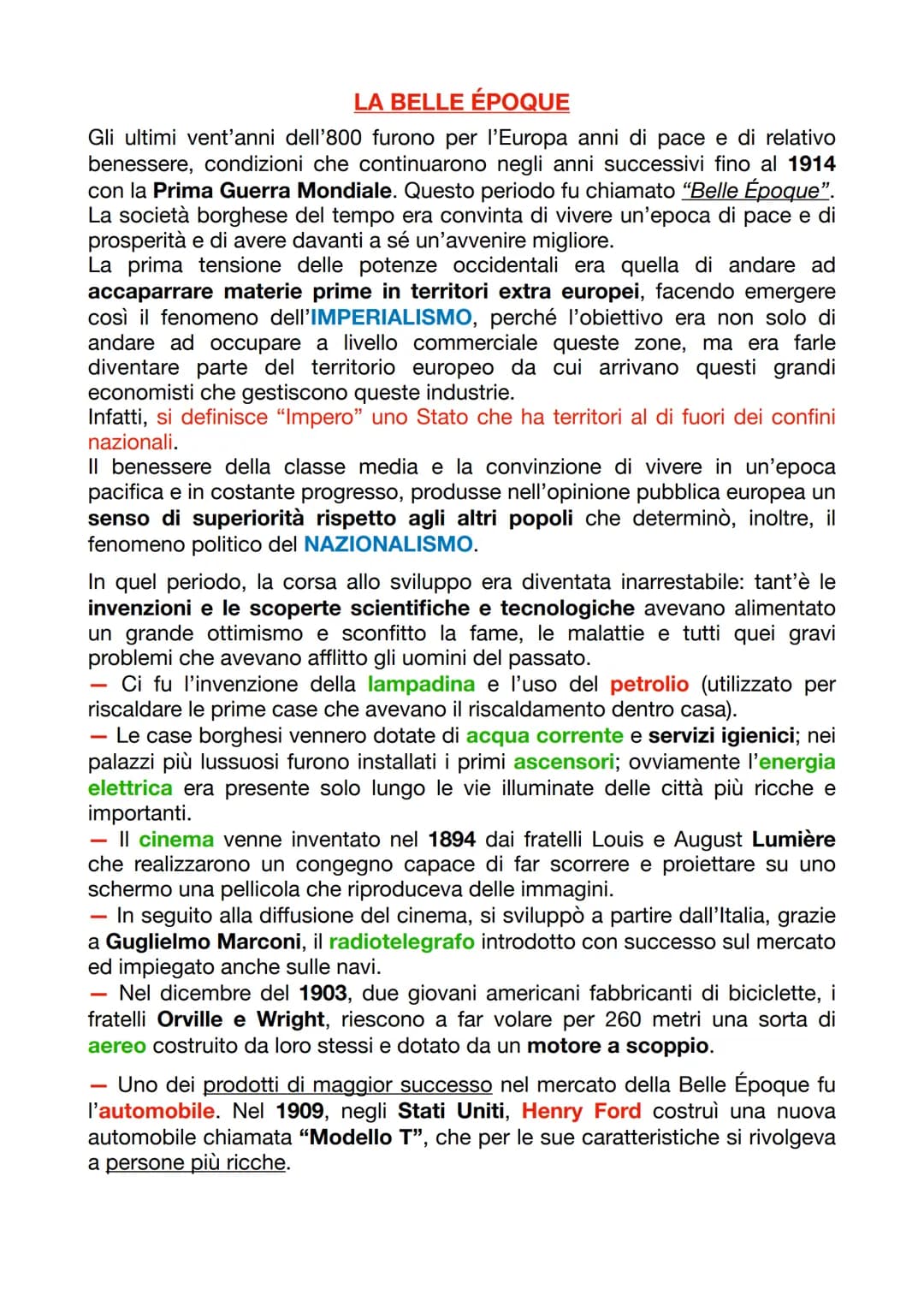 
<p>Gli ultimi vent'anni dell'800 sono stati per l'Europa un periodo di pace e relativo benessere, condizioni che si sono protratte fino al 