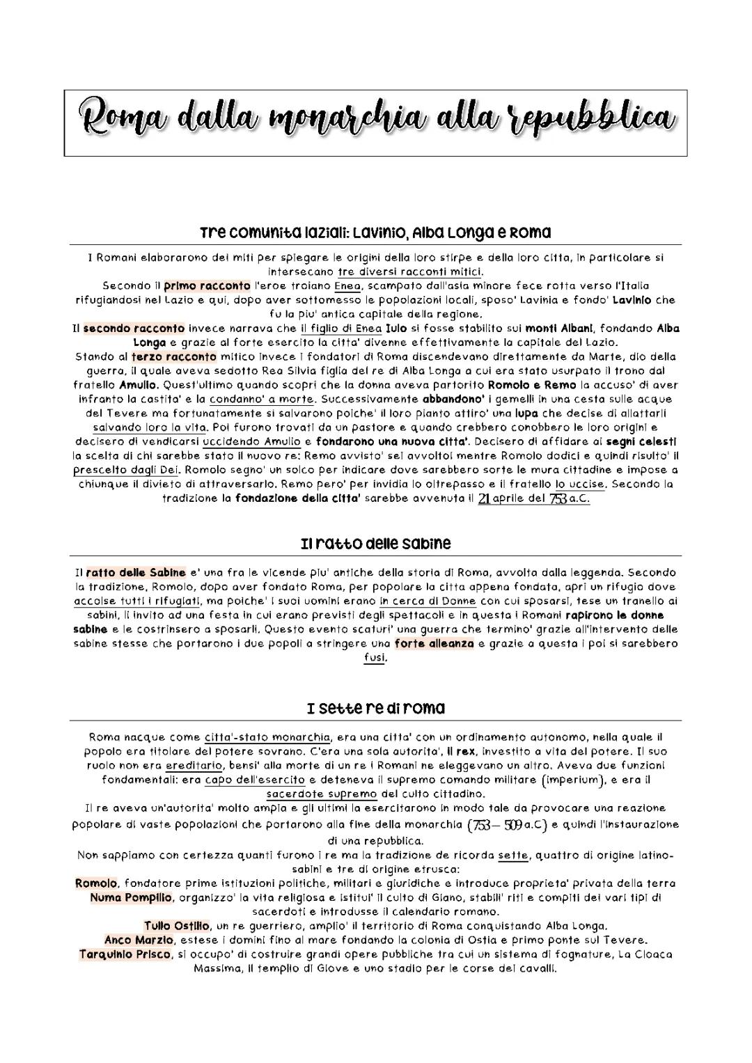 roma dalla monarchia alla repubblica, nascita di roma, ratto delle sabine, sette re di roma, tribù comizi curiati senato, religione, secessione dell’aventino, sacco di roma, leggi delle xii tavole, classi sociali, patrizi plebei clienti schiavi