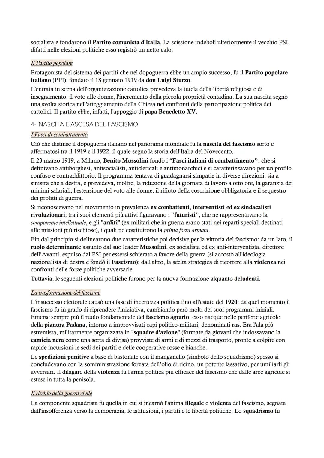 Il fascismo
MODULO 7
LE ORIGINI DEL FASCISMO
1- IL PRIMO DOPOGUERRA IN ITALIA (1919-1920)
L'eredità della guerra
Il dopoguerra italiano fu a