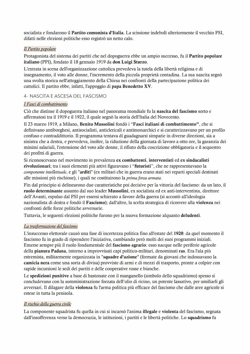 Il fascismo
MODULO 7
LE ORIGINI DEL FASCISMO
1- IL PRIMO DOPOGUERRA IN ITALIA (1919-1920)
L'eredità della guerra
Il dopoguerra italiano fu a