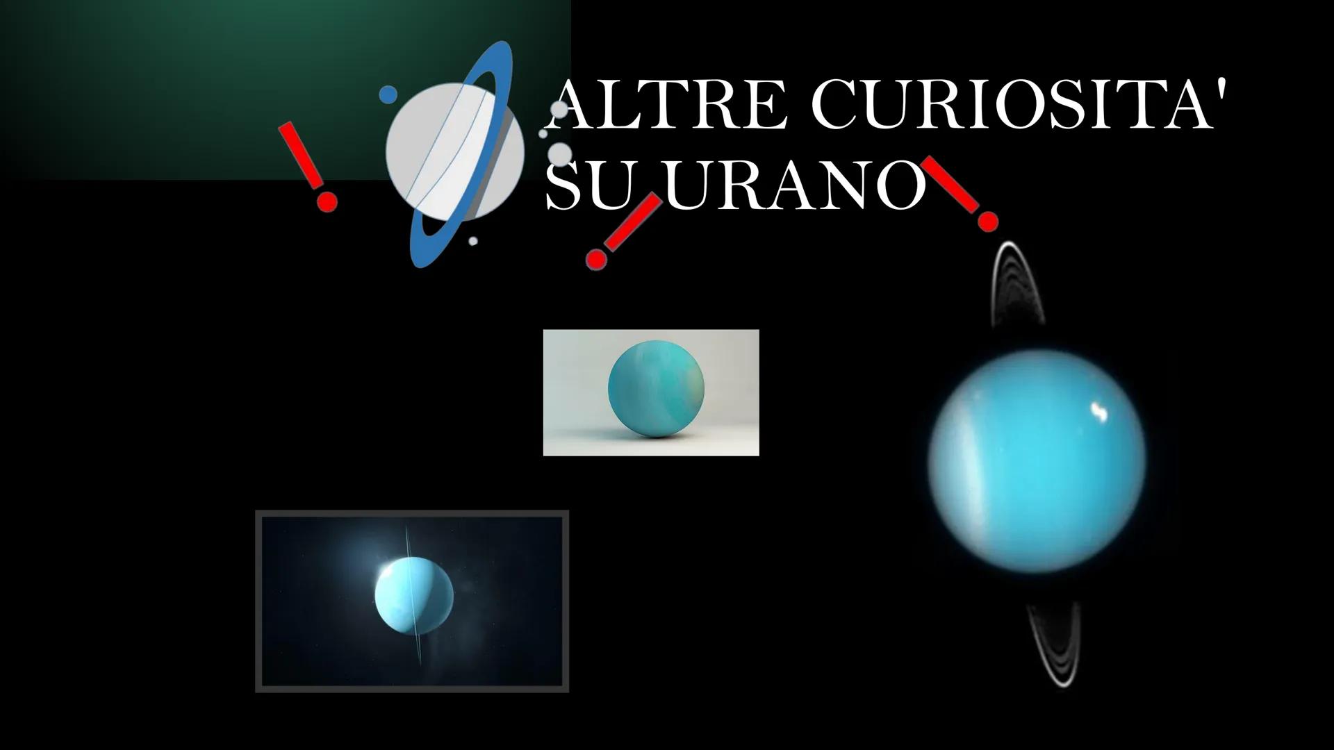 # IL PIANETA URANO

Porta il nome
del dio greco del cielo Urano,
padre di Crono - La temperatura media sulla superficie di
Urano è molto bas