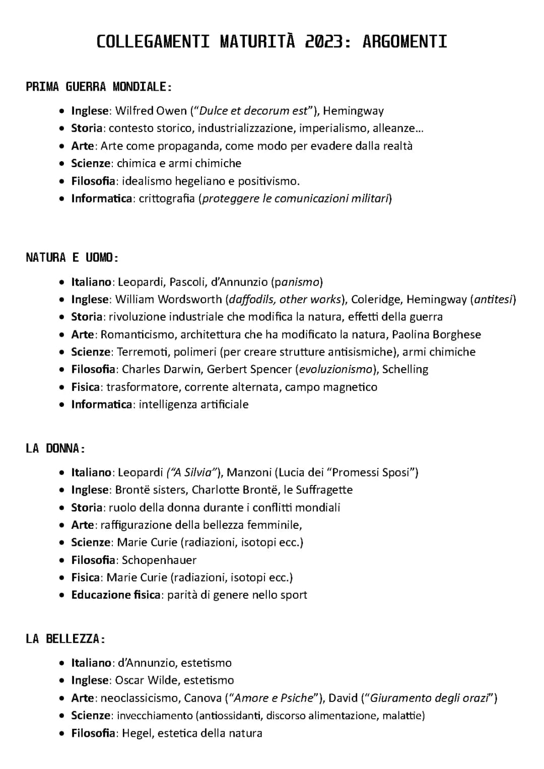 Esempi di Collegamenti Interdisciplinari Maturità 2024 PDF