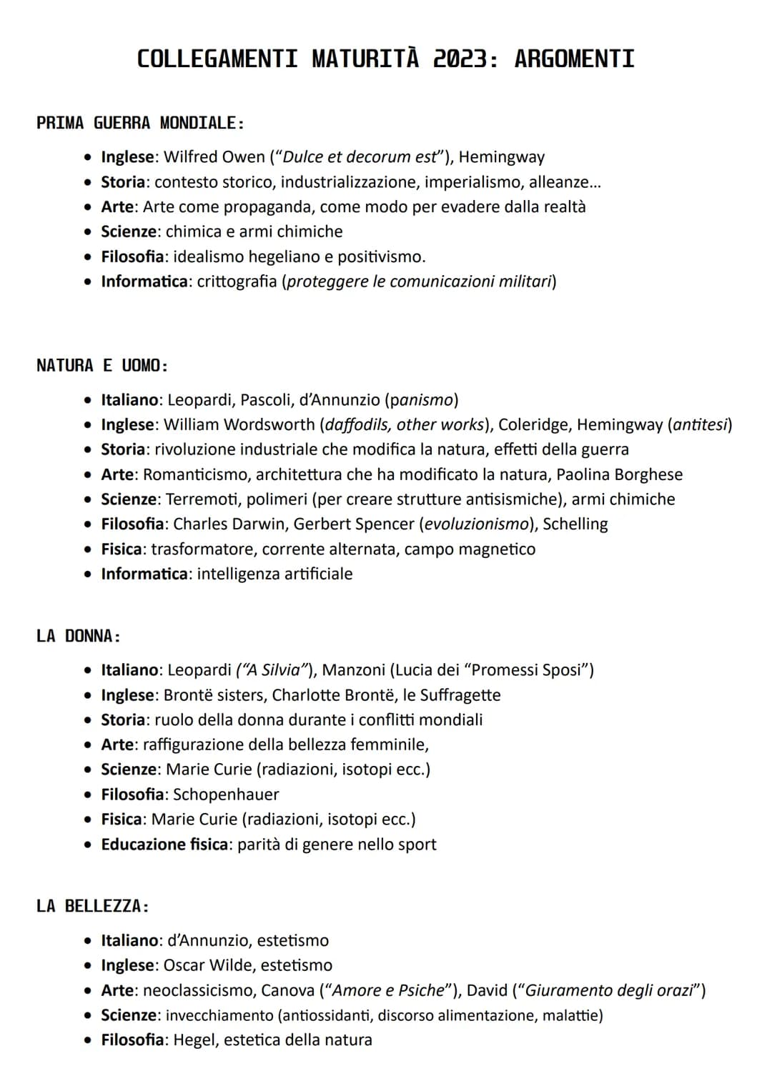 ALIENAZIONE E SOCIETÀ DI MASSA:
• Italiano: Pascoli ("La grande proletaria si è mossa"), Montale
• Inglese: Eliot (anche Joyce e Orwell, ma 