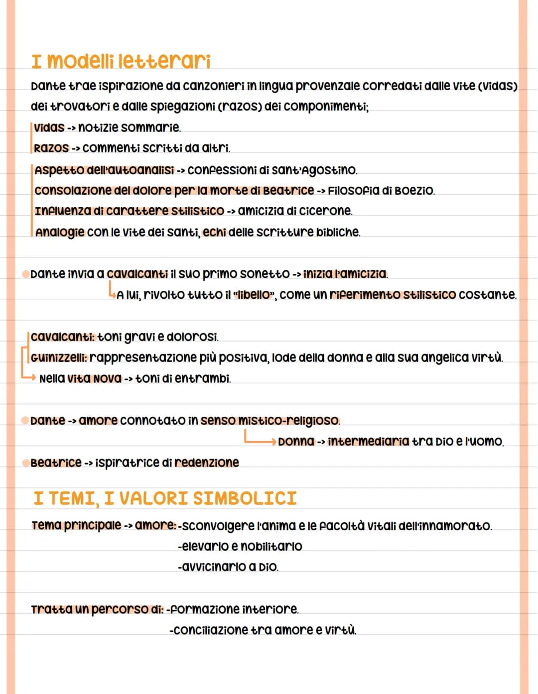La Vita Nova
Dante scrive poesie d'amore.
Alcune -> raccolte in "Vita Nova"
opera mista di prosa e poesia ("libello")
Lingua: volgare
Argome
