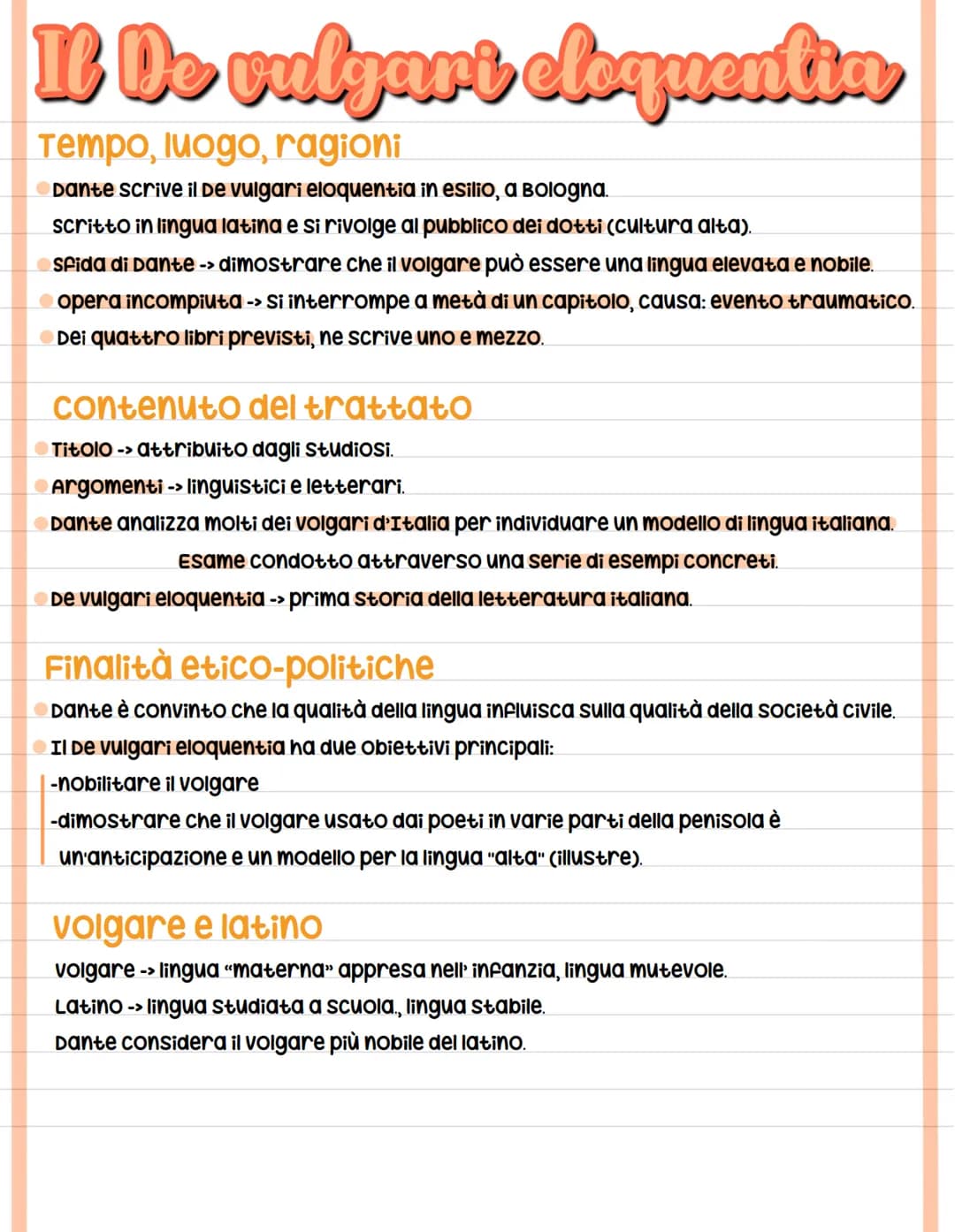 La Vita Nova
Dante scrive poesie d'amore.
Alcune -> raccolte in "Vita Nova"
opera mista di prosa e poesia ("libello")
Lingua: volgare
Argome