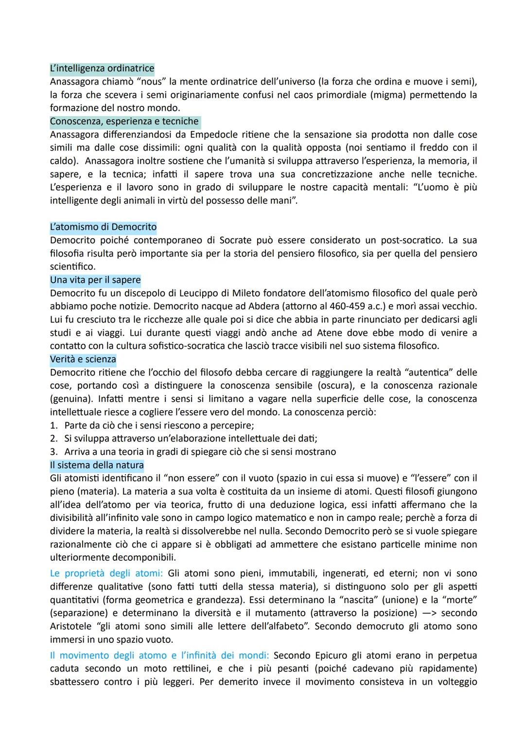 I fisici pluralisti
Ritengono che i principi della natura siano molteplici, tornano ad interessarsi al problema della natura;
la loro filoso