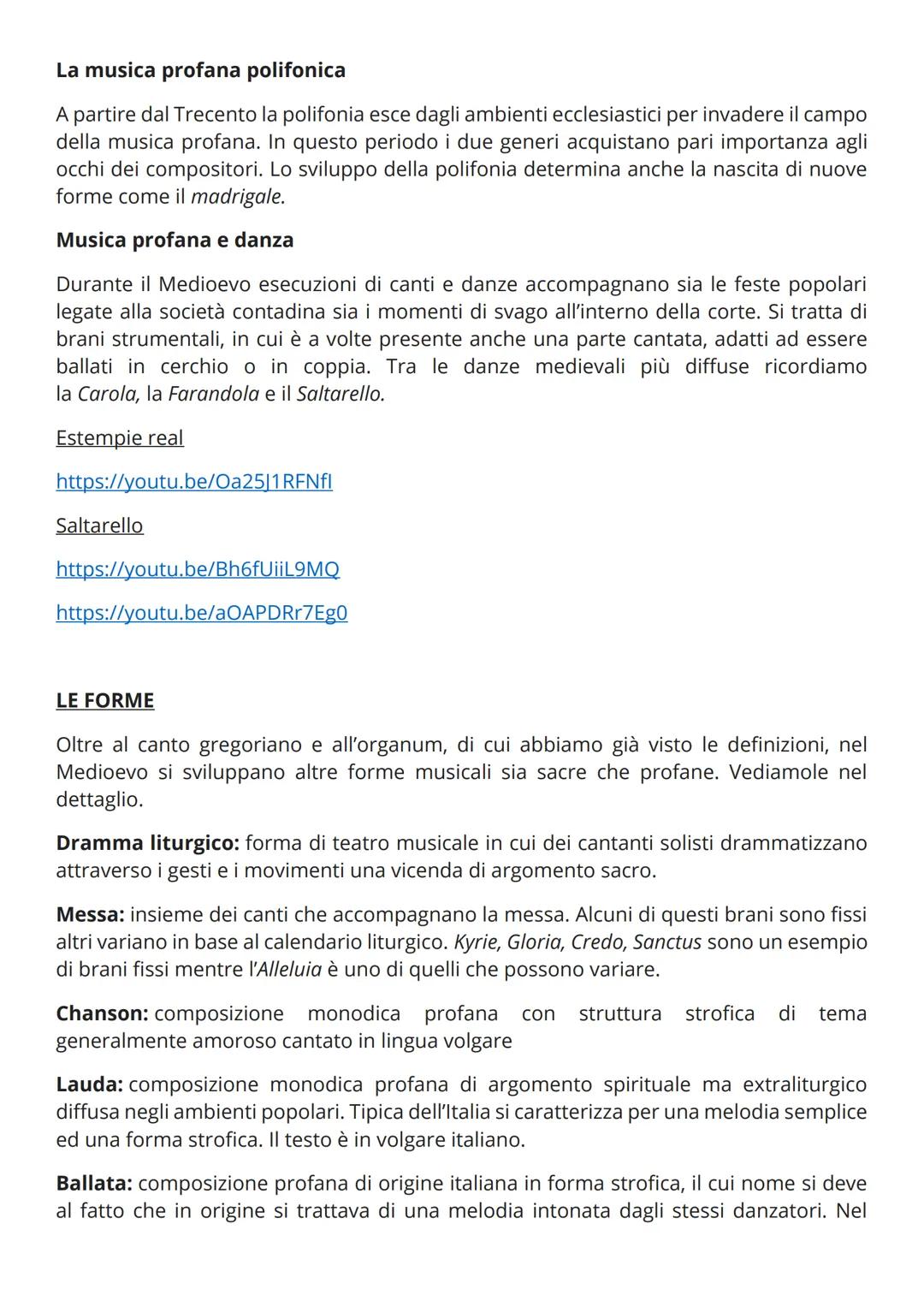 La musica nel Medioevo
Il Medioevo è quel periodo storico che va dalla caduta dell'Impero Romano
d'Occidente (476 d.C.) alla scoperta delle 