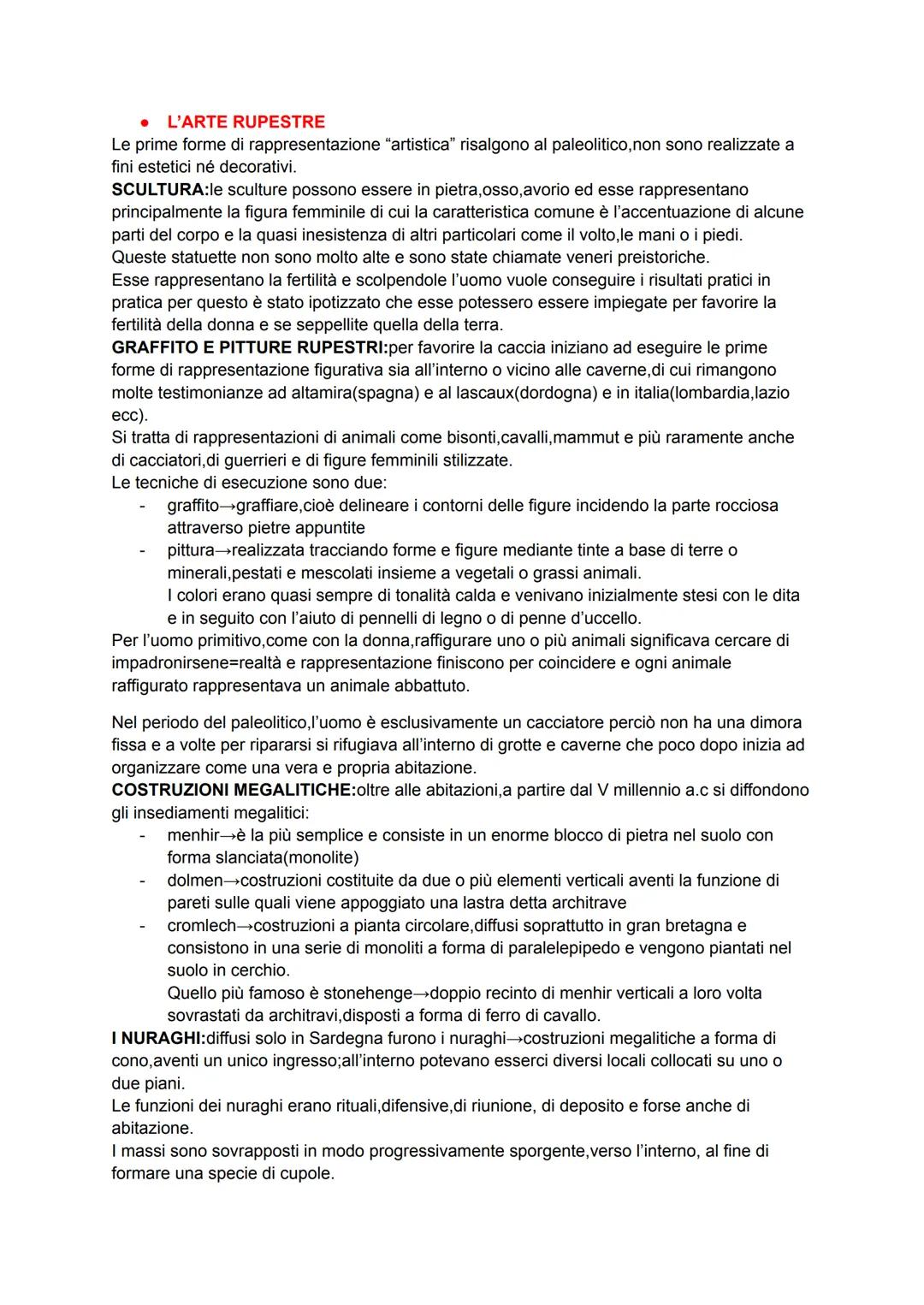 ● L'ARTE RUPESTRE
Le prime forme di rappresentazione "artistica" risalgono al paleolitico, non sono realizzate a
fini estetici né decorativi