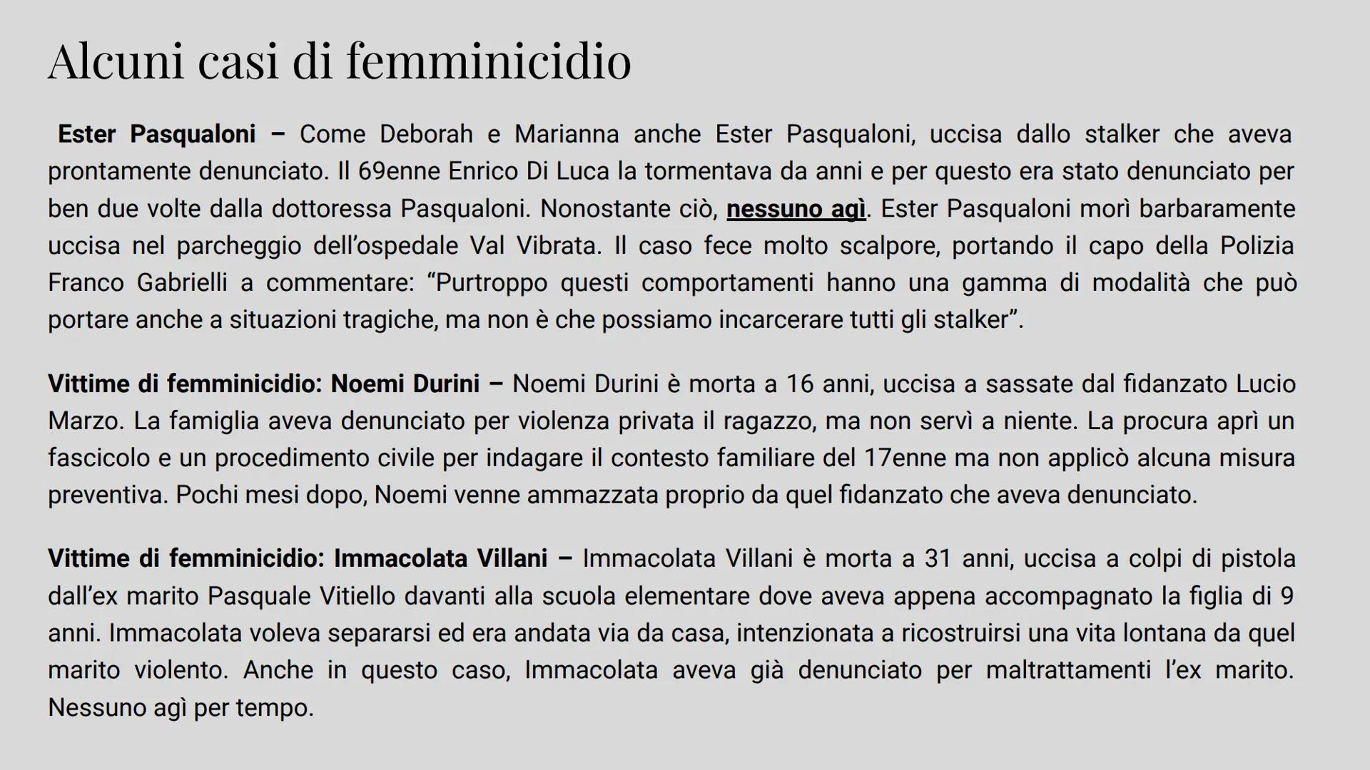 Il Femminicidio
Giada Mincione Con il termine femminicidio si intende un
particolare tipo di omicidio la cui vittima è
una donna. La parola 