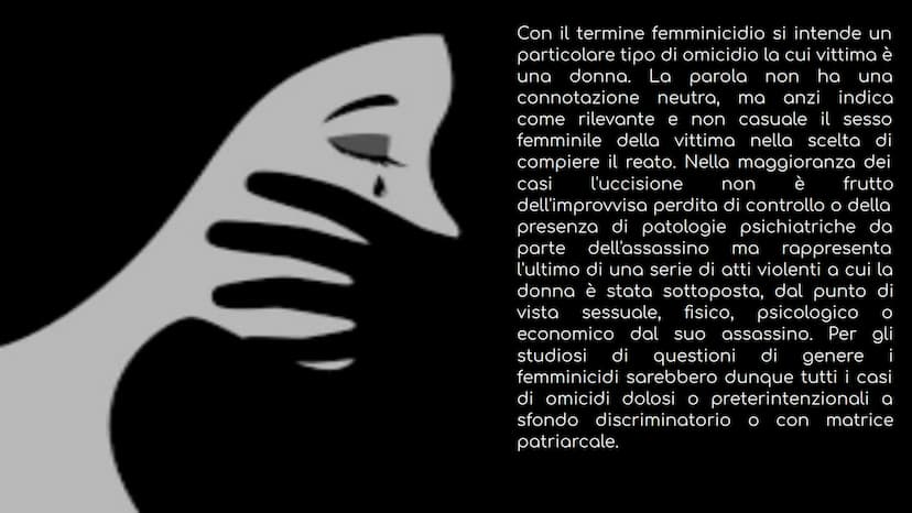 Il Femminicidio
Giada Mincione Con il termine femminicidio si intende un
particolare tipo di omicidio la cui vittima è
una donna. La parola 