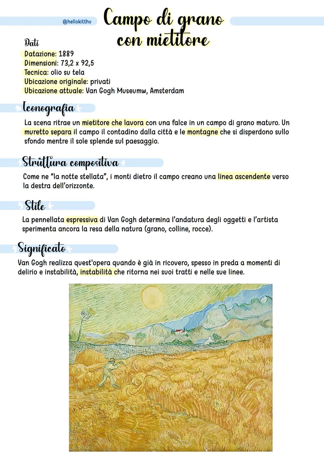 Vincent Van Gogh
La vita
Nascita: Zundert, 1853
Morte: Auvers-sur-Oise, 1890
@hellokitthv
Nasce in una famiglia colta: il padre è un
pastore