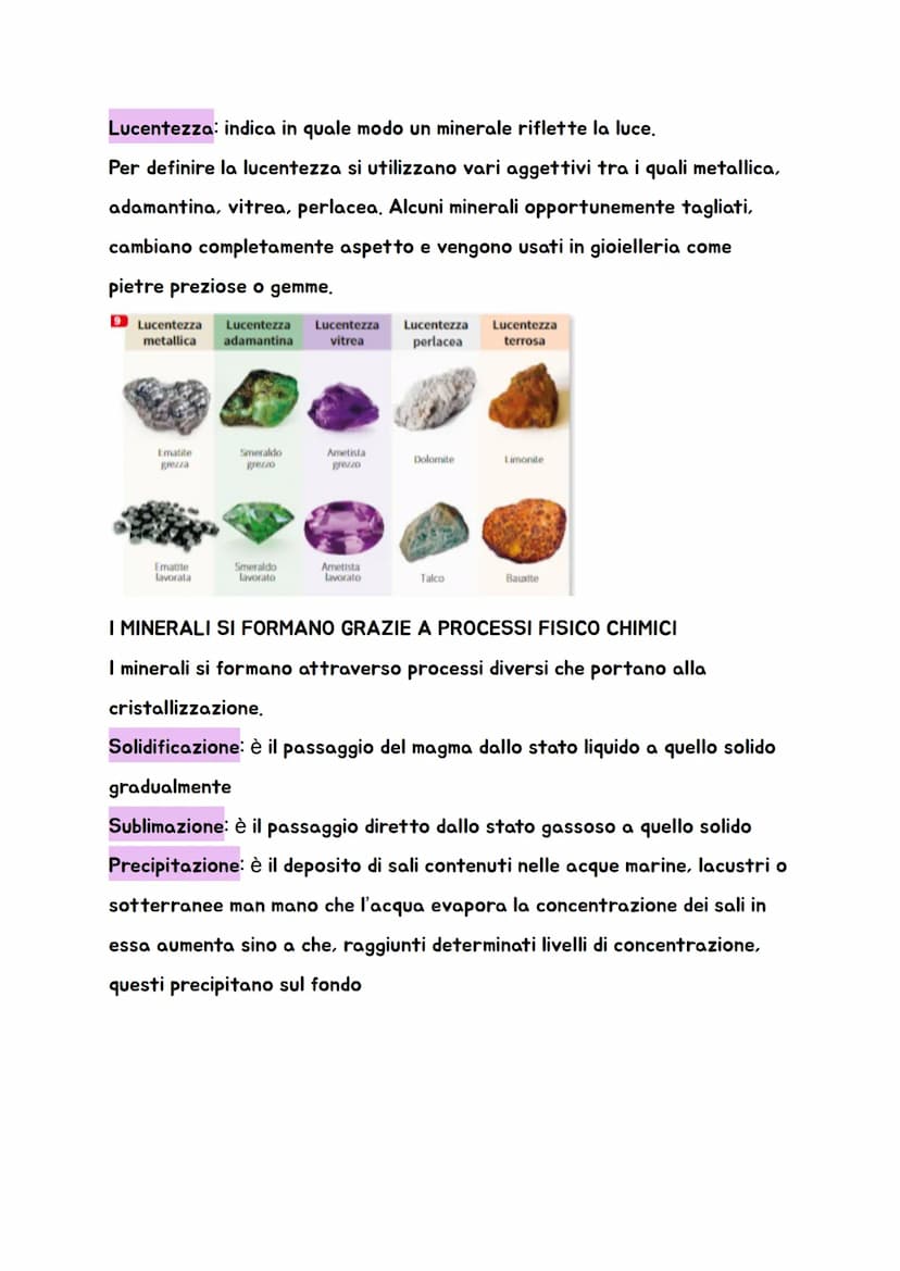 I materiali della Terra
I MINERALI SONO SOSTANZE SOLIDE OMOGENEE
6
atomi di silicio
atomi di ossigeno
reticolo cristallino
del biossido di s