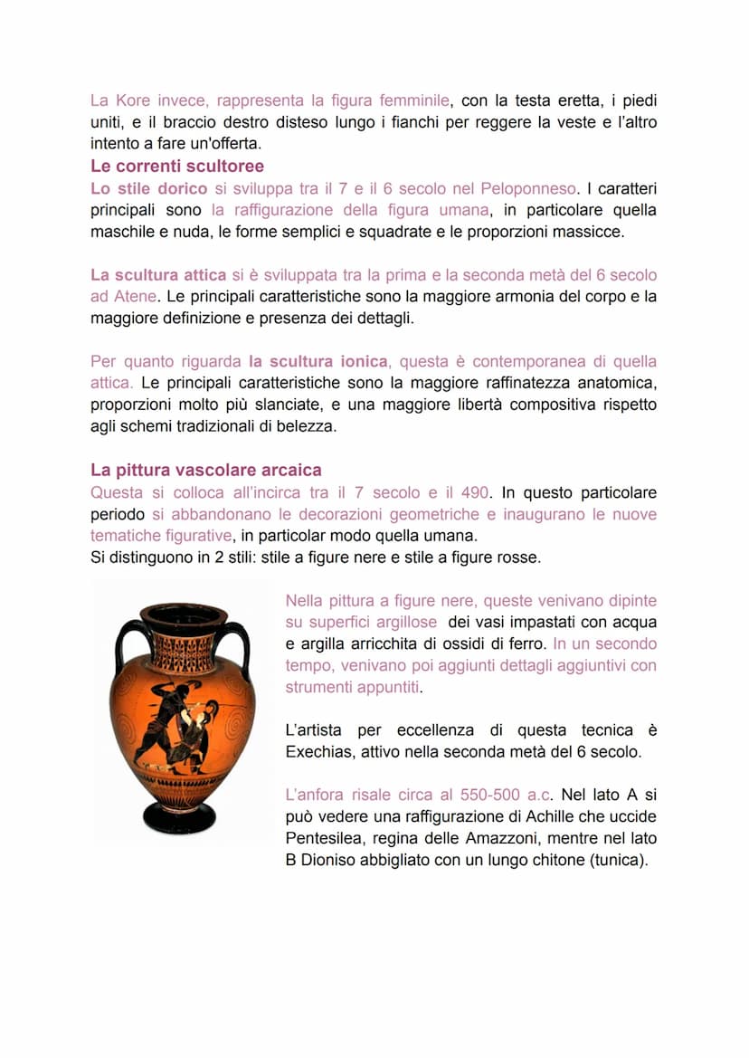 ARTE GRECA
Il periodo di formazione
La civiltà Ellenica si sviluppa a partire da popoli, che sono quello dei Dori e
quello dell'Egeo. Da que