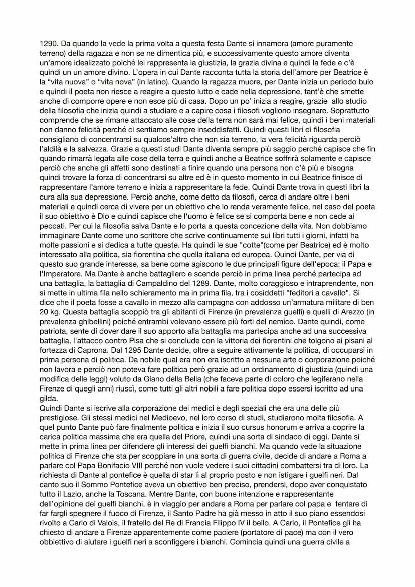 DANTE ALIGHIERI
Dante è il più grande scrittore della letteratura medievale ma è anche il più grande scrittore di tutta
la nostra letteratur
