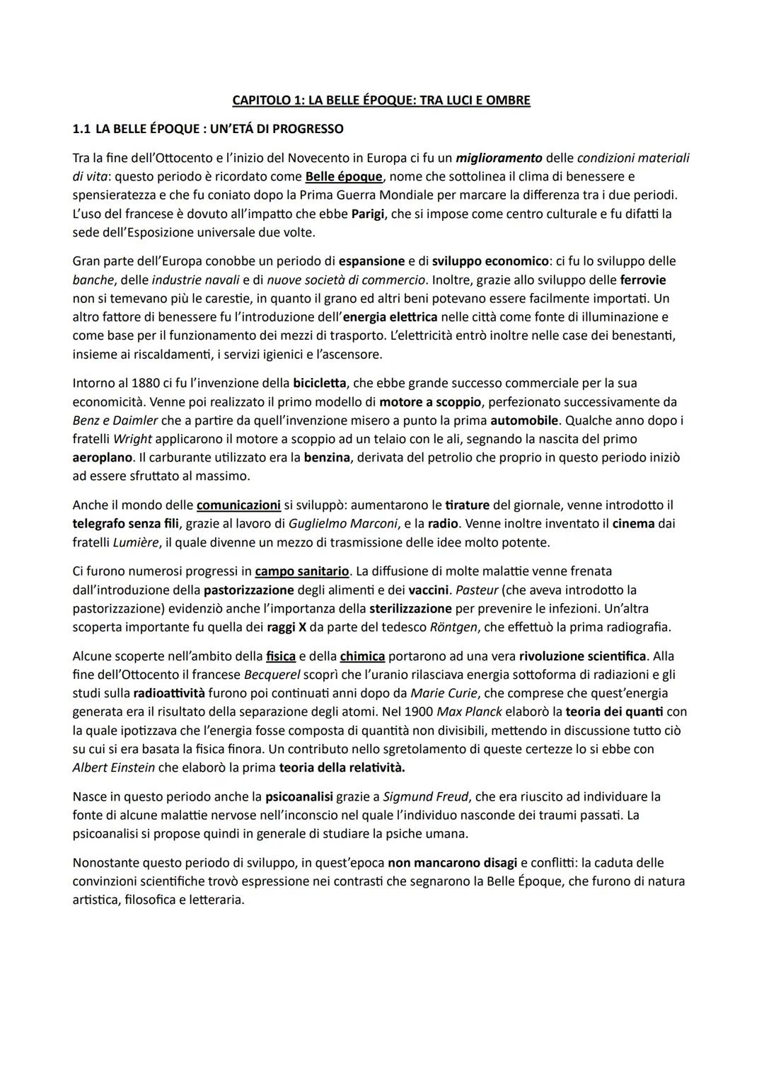 Riassunto Belle èpoque