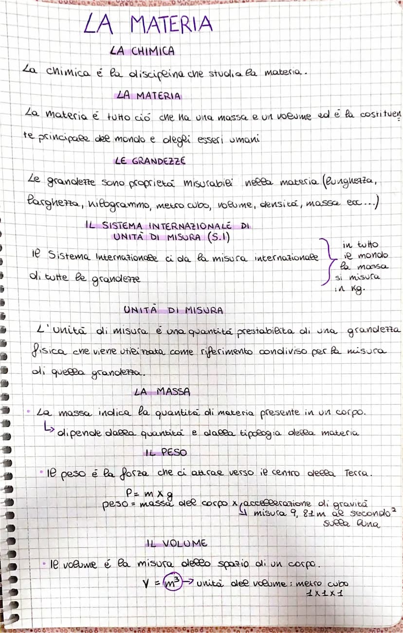 LA MATERIA
LA CHIMICA
La chimica e la disciplina che studia la materia.
LA MATERIA
La materia é tutto ciò che ha una massa e un volume ed è 