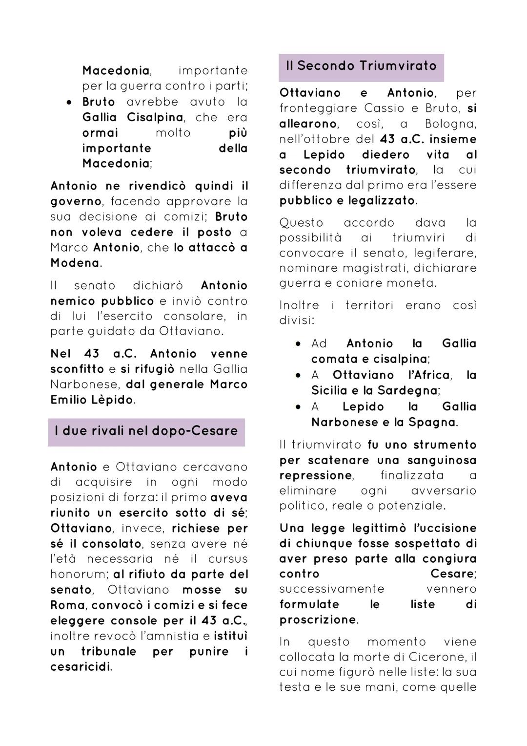 L'ASCESA DI OTTAVIANO
L'assassinio di Cesare non salvò
le istituzione repubblicane ma
aprì una fase di caos e scontri
civili che si sarebber