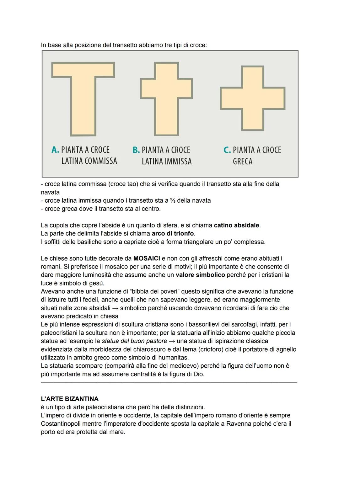 ARTE PALEOCRISTIANA
Al centro di tutto c'è la religione per questo si perde l'imitazione della natura; a partire dal
300 si riprende l'inter