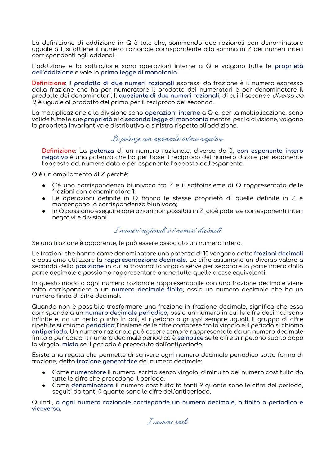 1 numeri razionali e i numeri reali
Dalle frazioni ai numeri razionali
Esistono situazioni che non possono essere descritte né con i numeri 