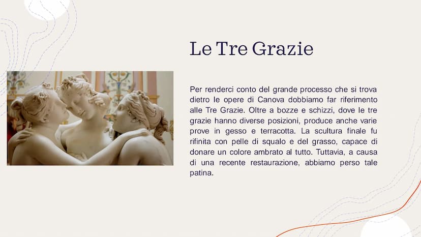 Canova
Le opere più importanti In Canova è presente il riflesso di ciò che Winckelmann pensato, senza però
interessarsi specificatamente a m