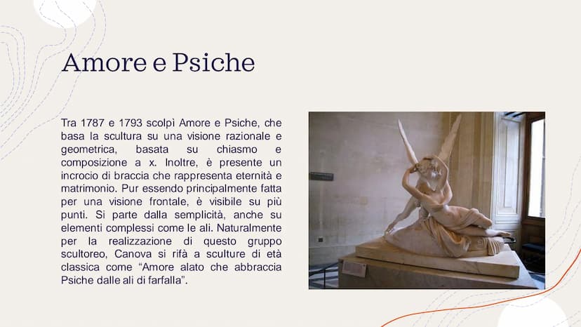 Canova
Le opere più importanti In Canova è presente il riflesso di ciò che Winckelmann pensato, senza però
interessarsi specificatamente a m