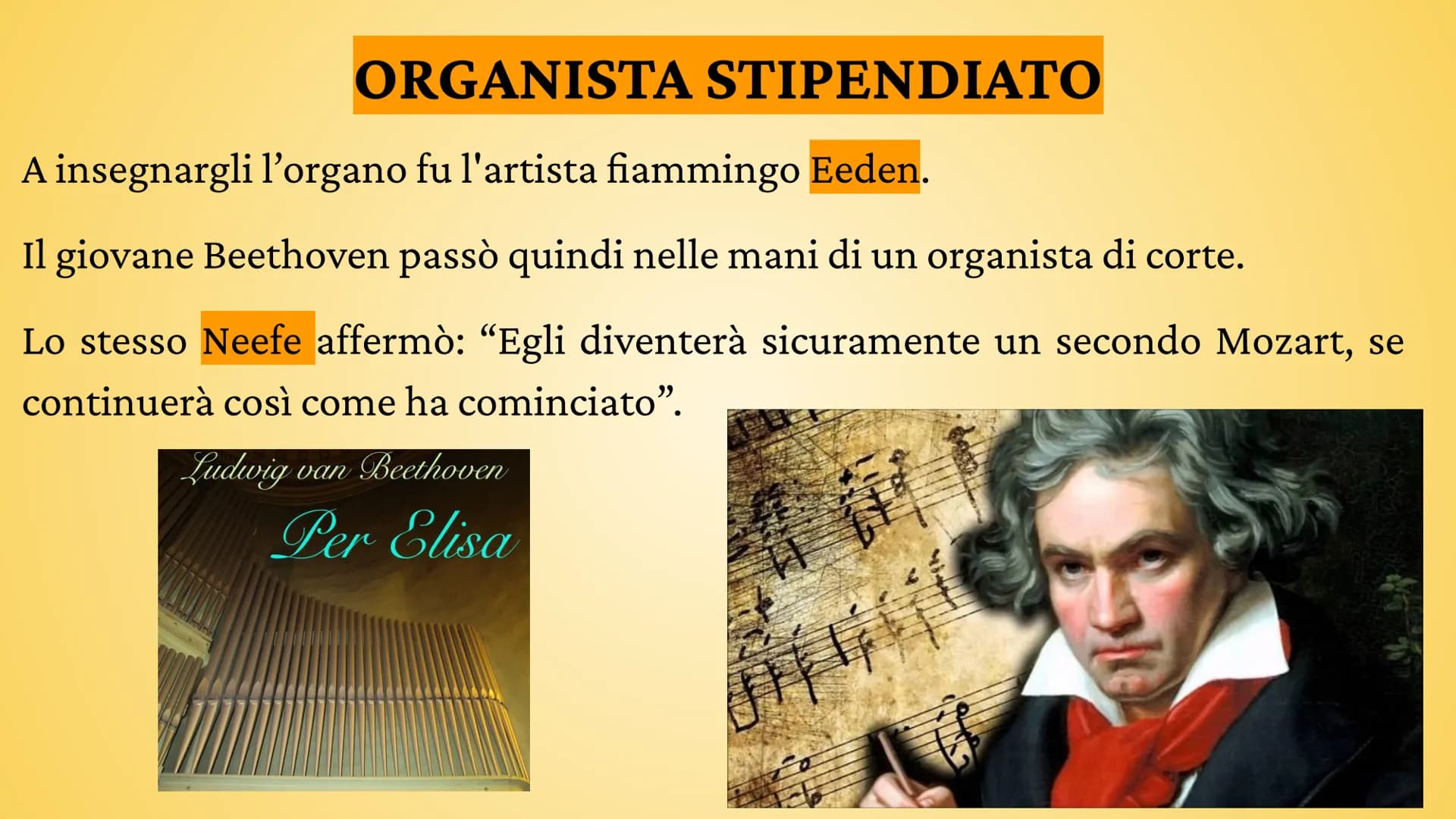 folemais
BEETHOVEN
lindring when Bedtionen LA VITA
1770 Bonn - Germania
1784 Organista stipendiato
1787 Studia a Vienna ma torna per la mort