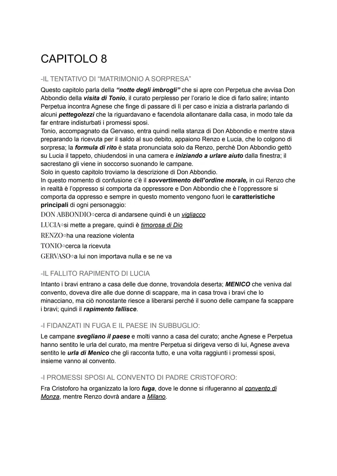 CAPITOLO 8
-IL TENTATIVO DI "MATRIMONIO A SORPRESA"
Questo capitolo parla della "notte degli imbrogli" che si apre con Perpetua che avvisa D