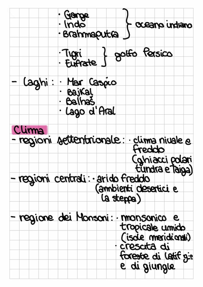 ASIA
Generalita
-tre grandi penisole: - arabica
- indiana
indounese
del Tibet,
-centro-altopiano
●
-
-
-
- Everest e K2
-
ovest:
mar Caspio

