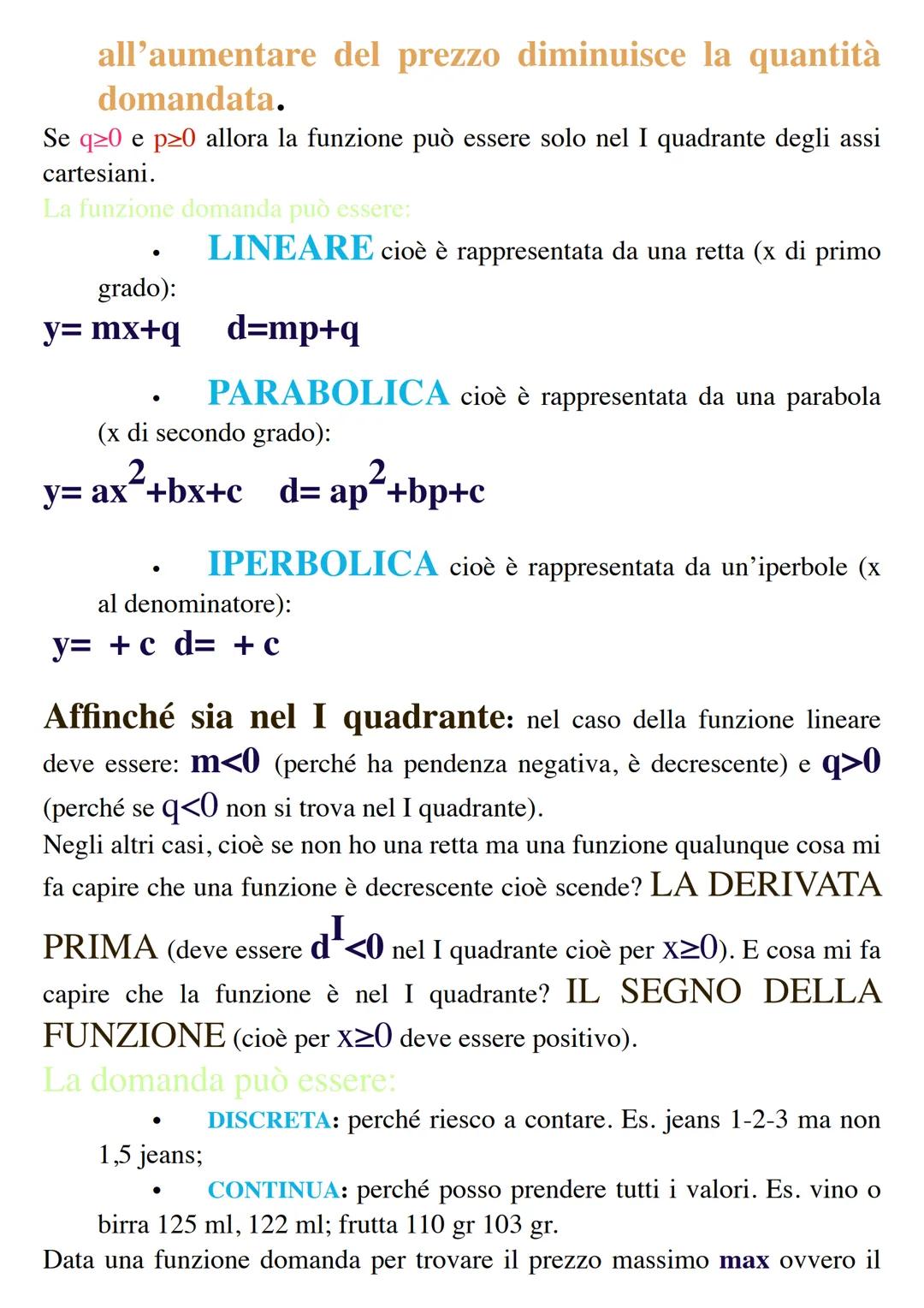 DOMANDA E OFFERTA
La matematica applicata all'economia e richiamiamo questi concetti perché
il vostro è un indirizzo tecnico con curvatura e