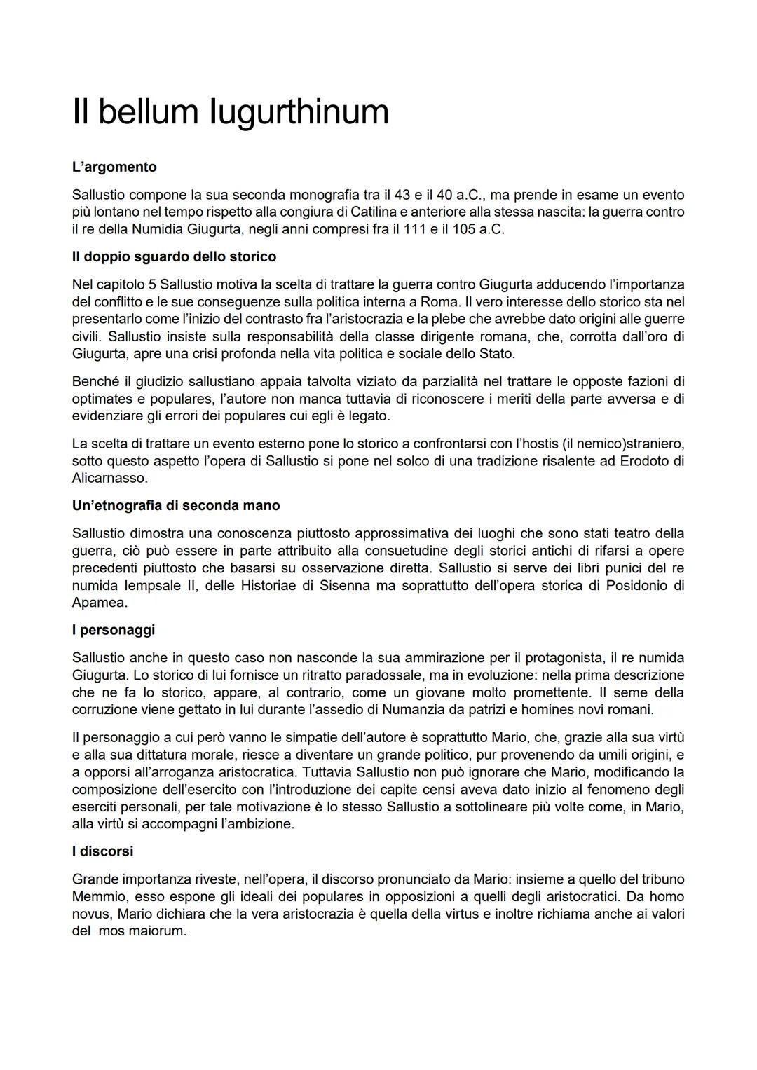 Sallustio
La vita
Gaio Sallustio Crispo nasce ad Amiterno nell'86 a.C. da una famiglia facoltosa ma di origini plebee,
tuttavia ha l'opportu