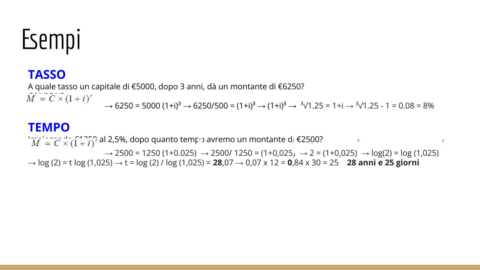 MATEMATICA FINANZIARIA
si occupa di operazioni economico-finanziarie ed è necessaria
quando un operatore si trova in una situazione in cui d