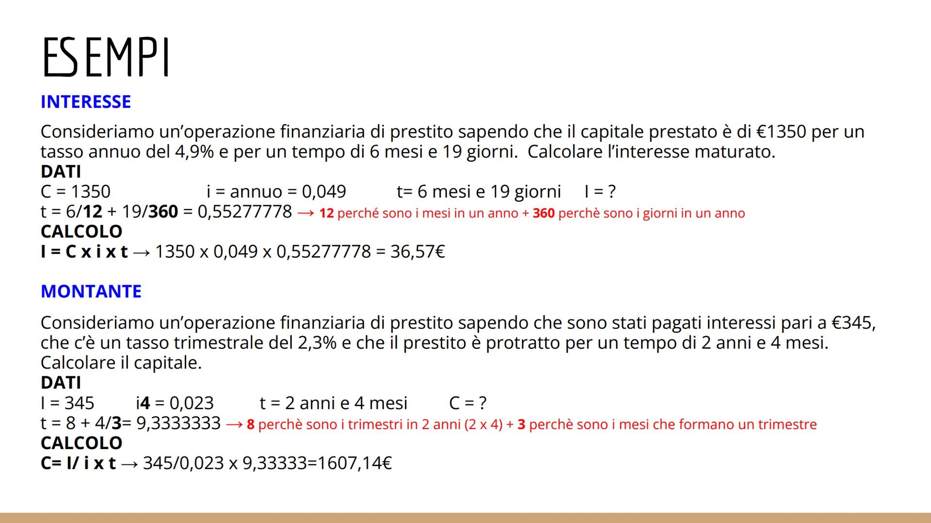 MATEMATICA FINANZIARIA
si occupa di operazioni economico-finanziarie ed è necessaria
quando un operatore si trova in una situazione in cui d