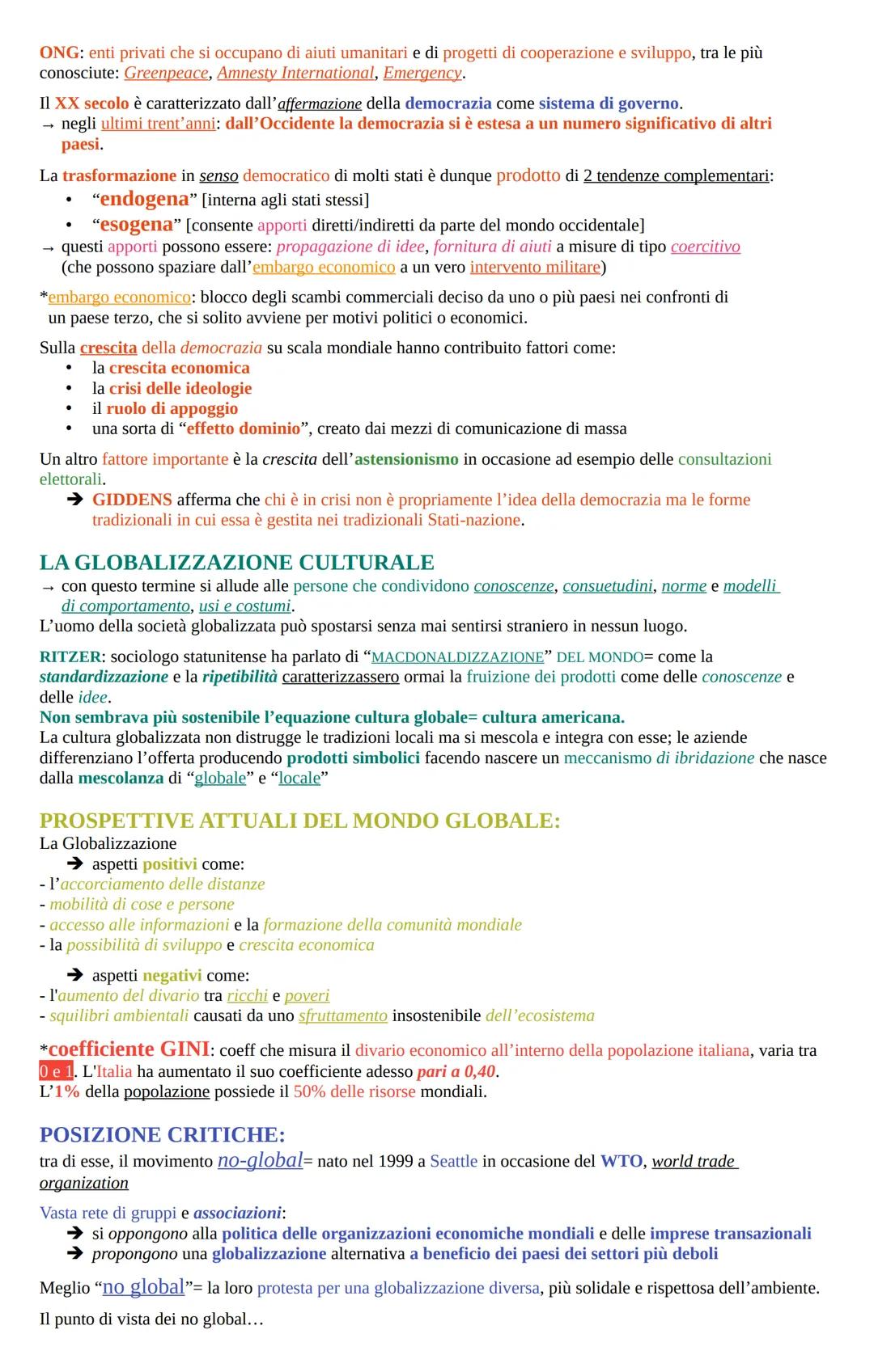 # LA GLOBALIZZAZIONE

= insieme dei processi economici, politici e culturali che tendono ad accorciare le distanze ad
unificare il mondo, fa
