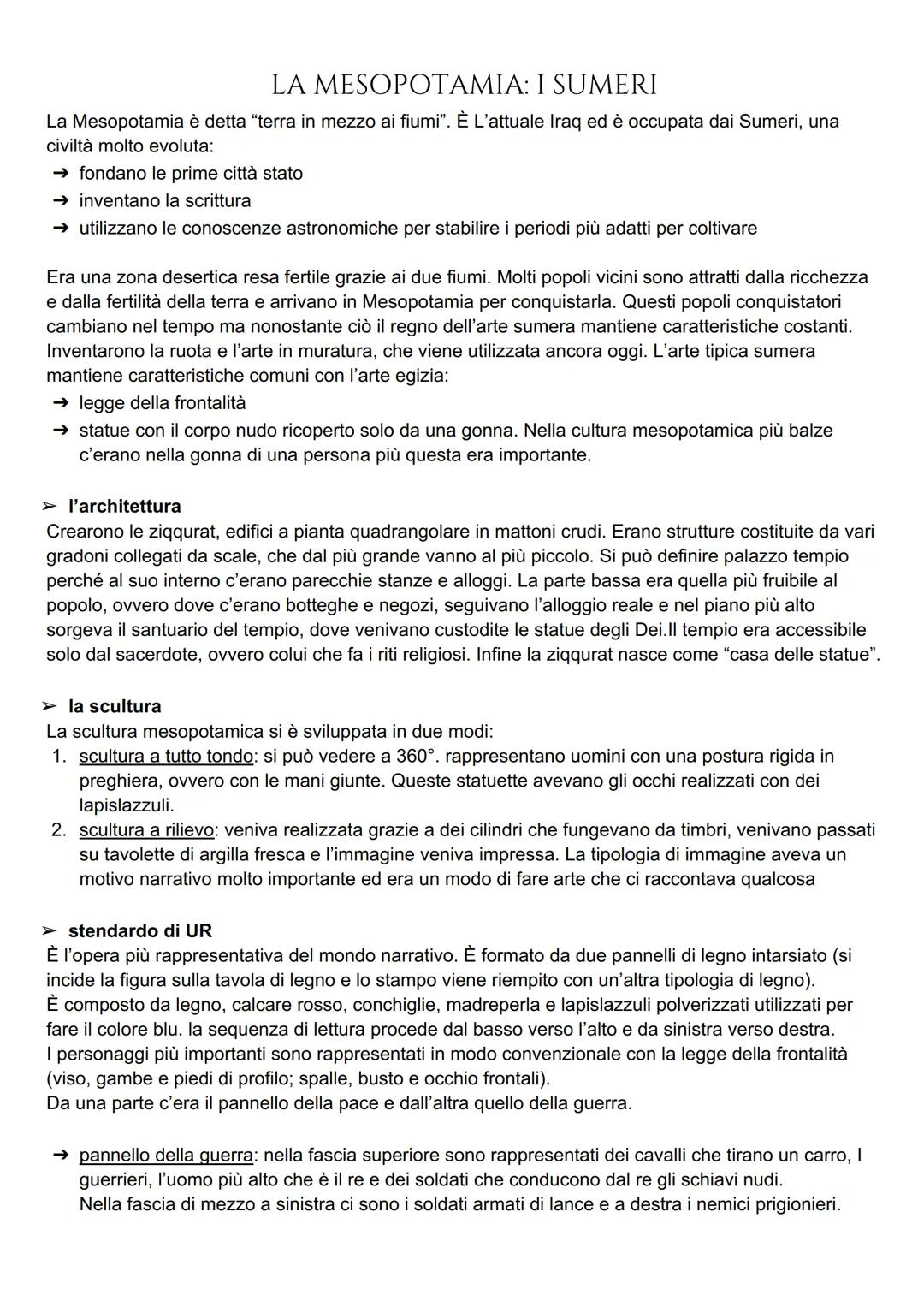 LA MESOPOTAMIA: I SUMERI
La Mesopotamia è detta "terra in mezzo ai fiumi". È L'attuale Iraq ed è occupata dai Sumeri, una
civiltà molto evol