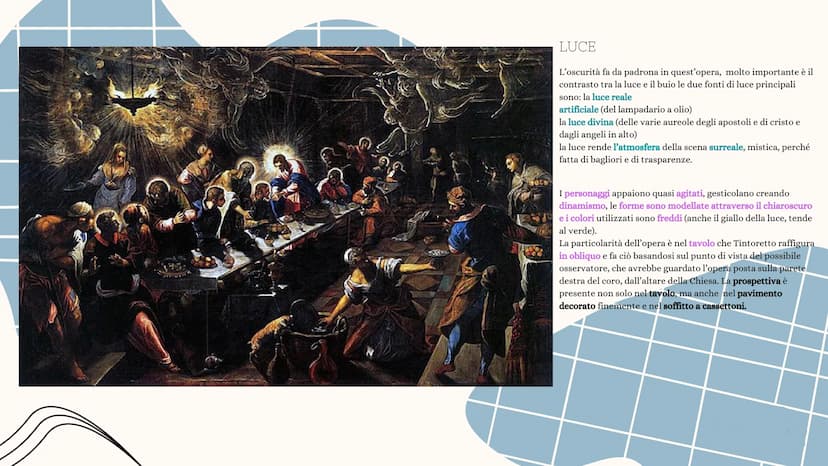L
ㄴ
PITTURA
NELL'AREA
VENETA TINTORETTO
~Jacopo Robusti, detto Tintoretto(tintore di tessuti di
seta) nasce a Venezia nel 1518 e muore nello