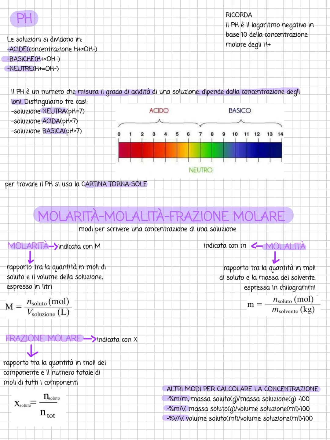 LE SOLUZIONI
Le soluzioni sono MISCUGLI OMOGENI formato da due o più fasi. I componenti di una soluzione sono il
SOLVENTE (quantità maggiore