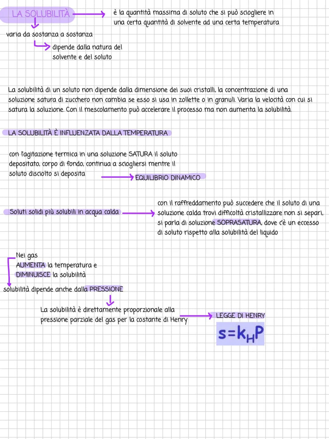 LE SOLUZIONI
Le soluzioni sono MISCUGLI OMOGENI formato da due o più fasi. I componenti di una soluzione sono il
SOLVENTE (quantità maggiore