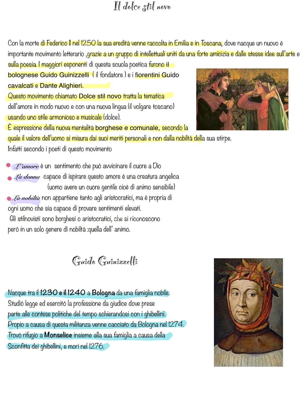 Il dolce stil, novo
Con la morte di Federico Il nel 1250 la sua eredità venne raccolta in Emilia e in Toscana, dove nacque un nuovo è
import