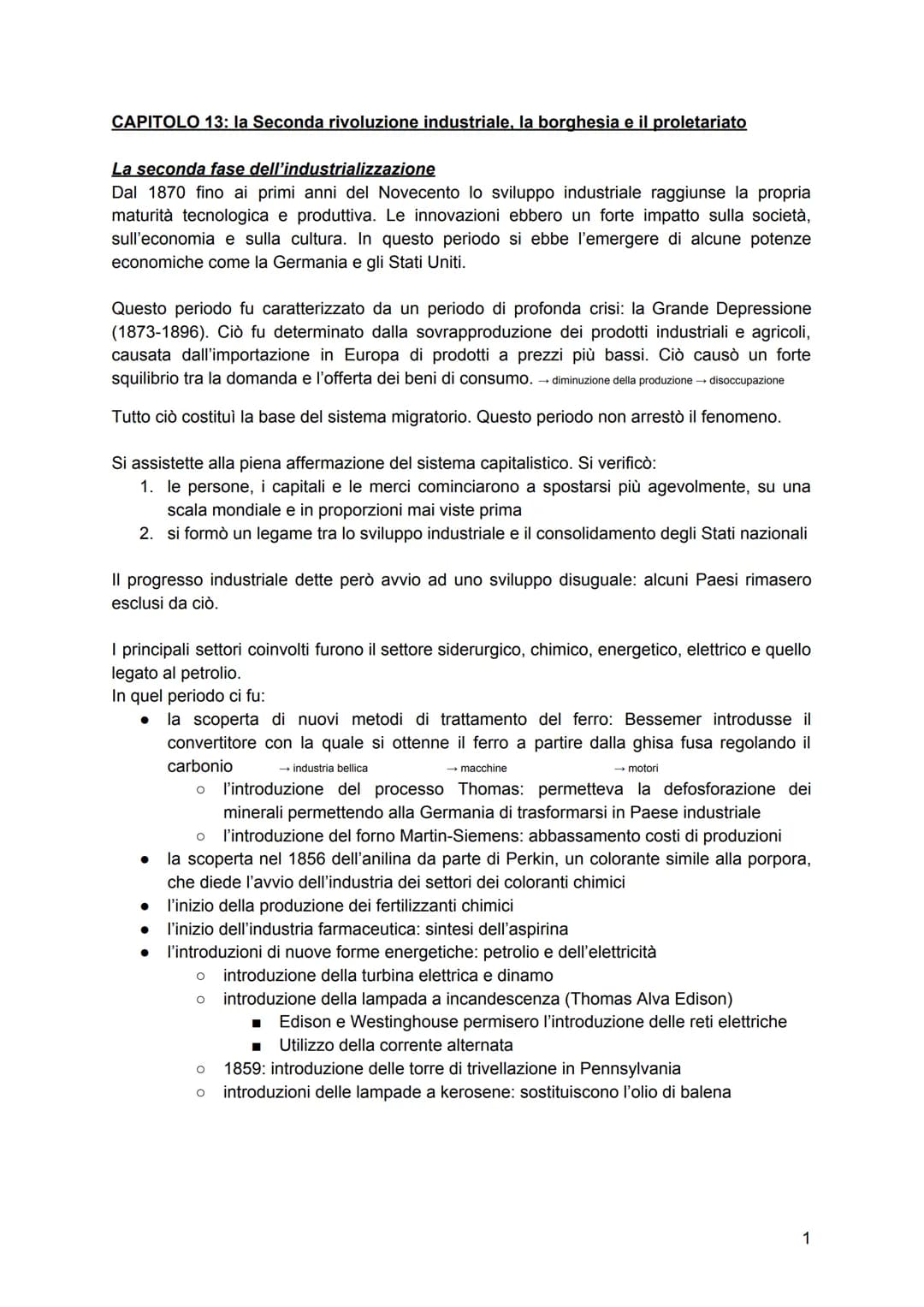 CAPITOLO 13: la Seconda rivoluzione industriale, la borghesia e il proletariato
La seconda fase dell'industrializzazione
Dal 1870 fino ai pr