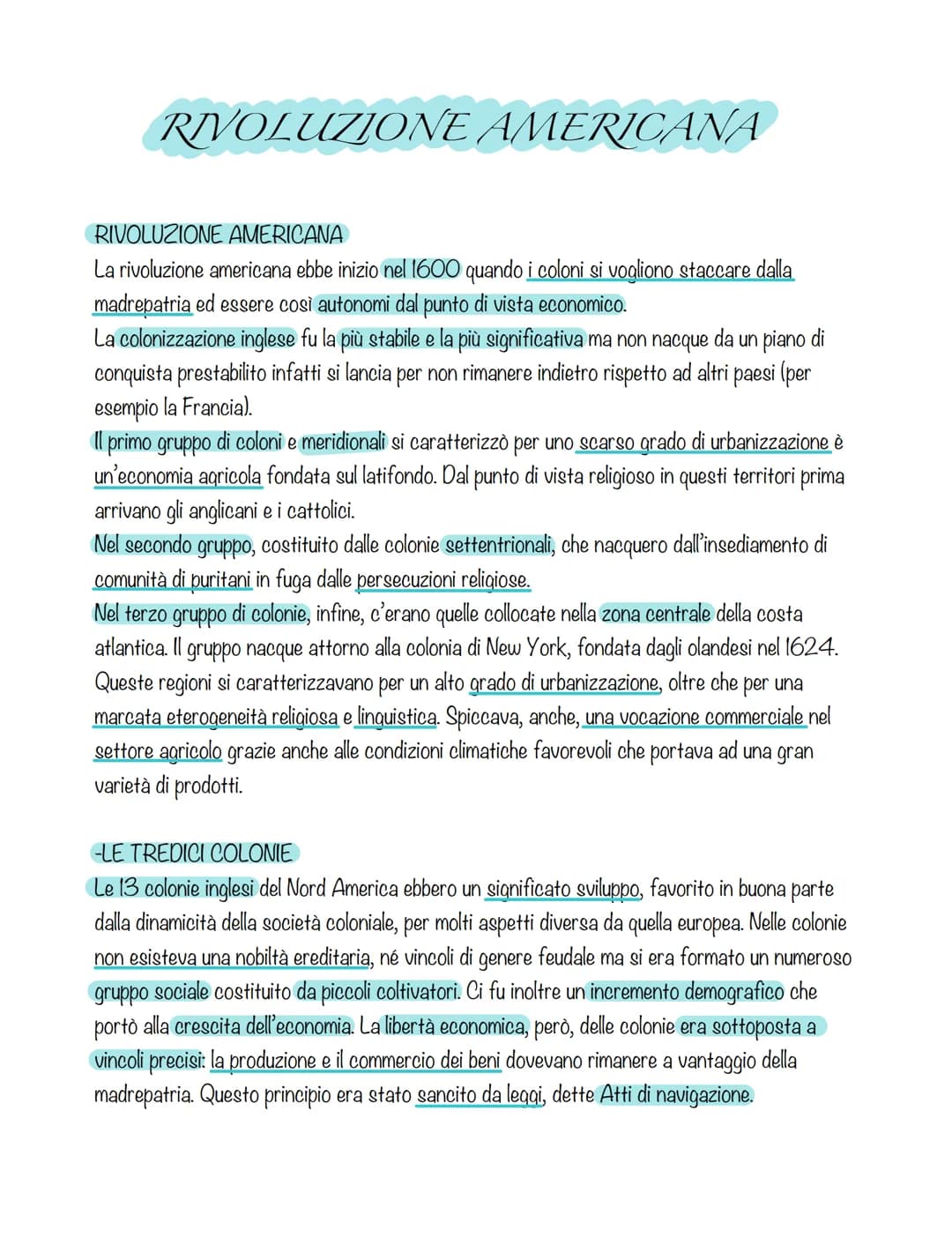 RIVOLUZIONE AMERICANA
RIVOLUZIONE AMERICANA
La rivoluzione americana ebbe inizio nel 1600 quando i coloni si vogliono staccare dalla
madrepa
